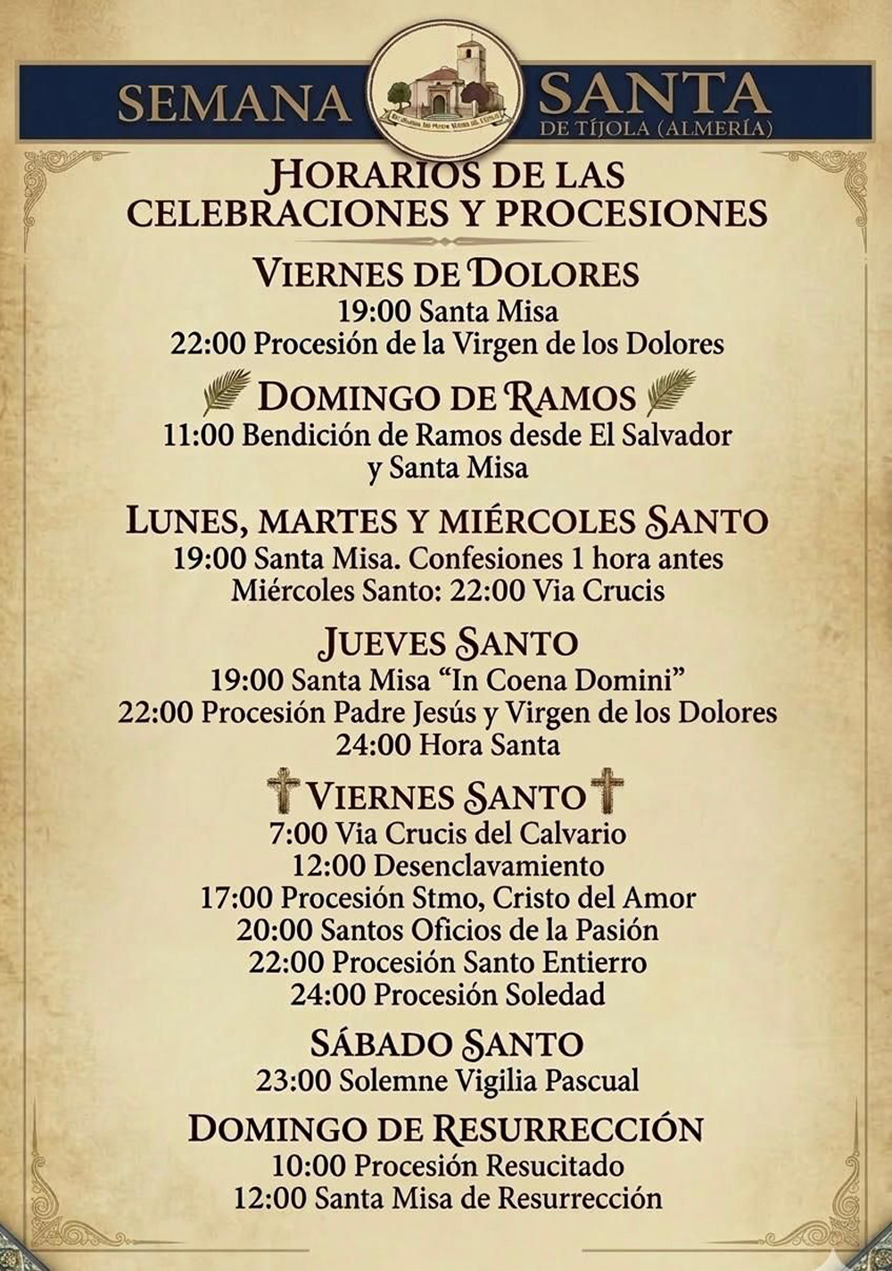 Horarios Semana Santa Tijola 2026